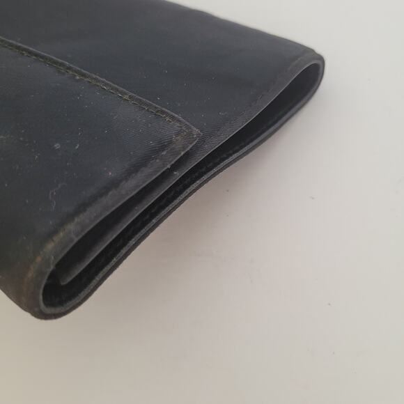 PRADA Tessuto Nero Black Leather Logo Plate Wallet Medium Envelope Medium Nylon - Picture 12 of 13